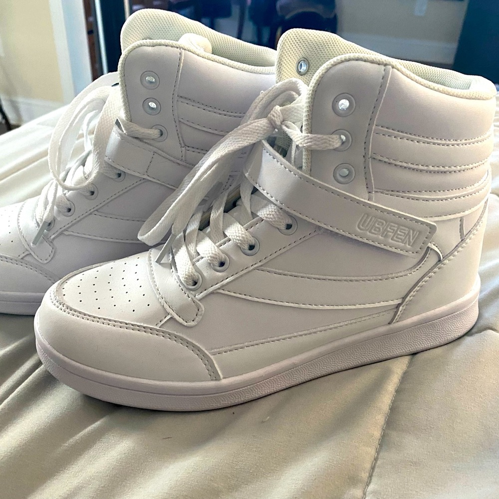 White Wedge high heel tennis shoe